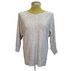89th & Madison Gray Scoop Neck Sweater w/ Sparkles
